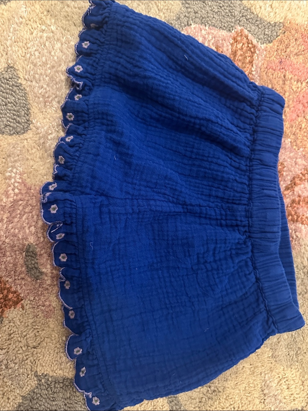 Mini Boden Girls' Royal Blue Floral Embroidered Shorts - Picture 2 of 3